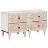 vidaXL Nachtkastje 2 st Wit 40 x 33,5 x 46 cm Massief Mango Hout