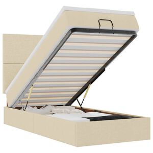 vidaXL Ottoman bed met matras en LED's 80x200cm stof cr&egrave;mekleurig