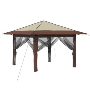 vidaXL Gazebo met 4 Zijwanden 3,3 x 3,3 m Cr&egrave;me en bruin