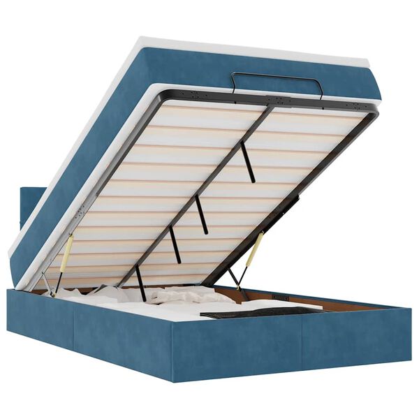 vidaXL Ottoman bed met matras 120x200cm fluweel donkerblauw