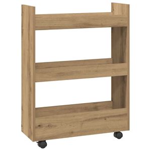 vidaXL Opbergtrolley smal 3-laags bewerkt hout artisanaal eikenkleurig