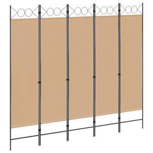 vidaXL 5-Panel Room Divider Beige 200 x 180 cm Stof