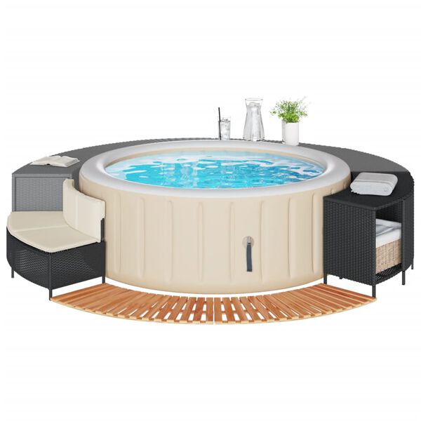vidaXL Hottub-ombouw poly rattan en massief acaciahout zwart