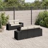 vidaXL 6-delige Loungeset met kussens poly rattan zwart