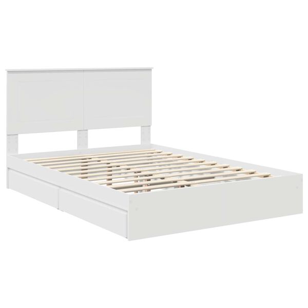 vidaXL Opslag bed met hoofdeinde Wit 150 x 200 cm Bewerkt hout