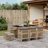 vidaXL 11-delige Tuinset met kussens poly rattan gemengd beige