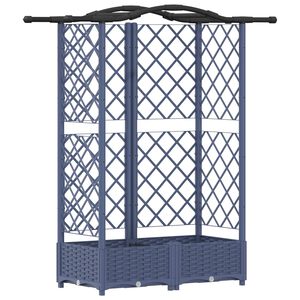 vidaXL Verhoogd Bed met Trellis en Dak Grijs 124 x 40 x 126 cm PP
