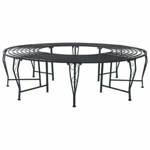 vidaXL Boom bank 8-Aantal zitplaatsen &Oslash; 160 x 44 cm Staal Zwart Rond