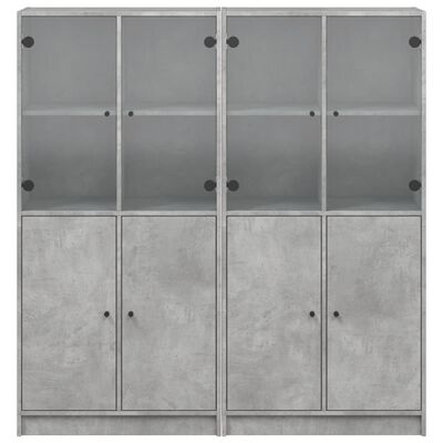 vidaXL Boekenkast met deuren 136x37x142 cm bewerkt hout betongrijs