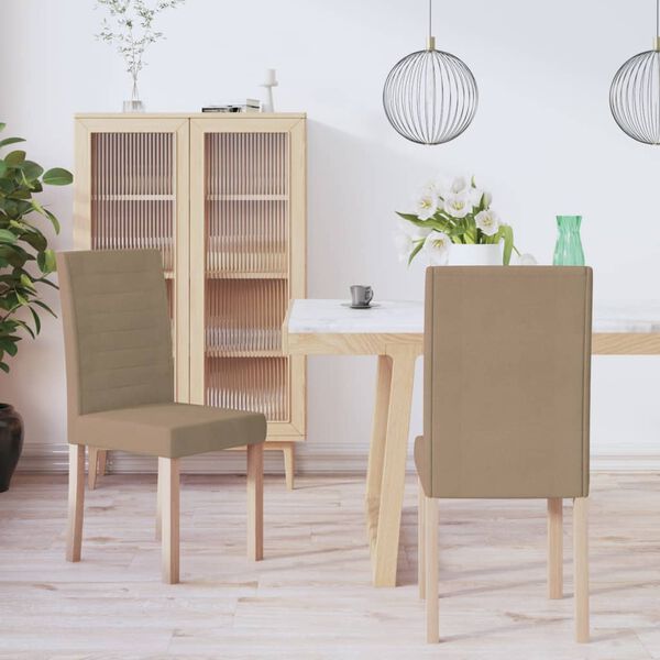 vidaXL Eetkamerstoelen draaibaar 2 st stof taupe