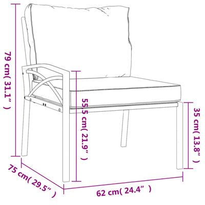 vidaXL 7-delige Loungeset met kussens staal grijs