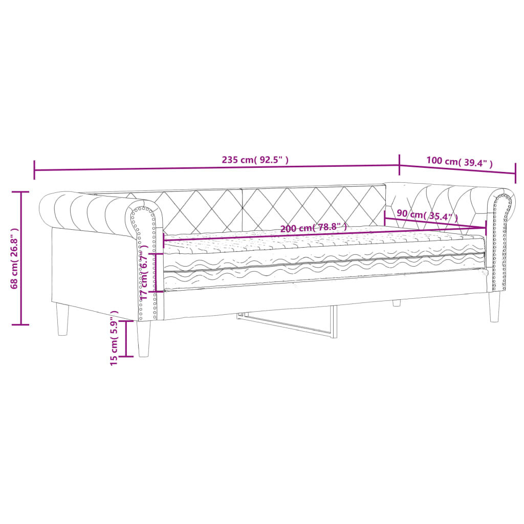 vidaXL Slaapbank met matras 90x200 cm kunstleer crèmekleurig