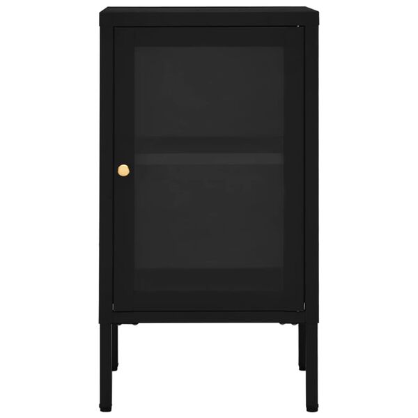 vidaXL Dressoir 38x35x70 cm staal en glas zwart