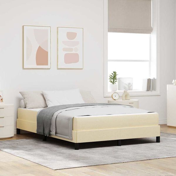 vidaXL Boxspringbed met matras Cr&egrave;me 160 x 200 cm Stof