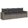 vidaXL 4-delige Loungeset met kussens poly rattan grijs