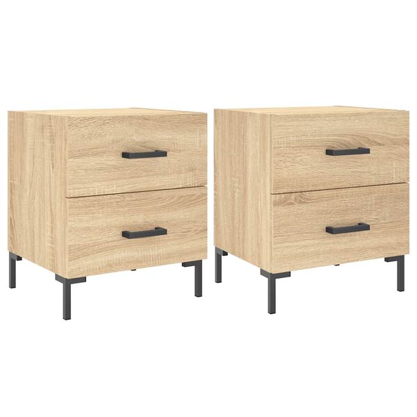 vidaXL Nachtkastjes 2 st 40x35x47,5 cm bewerkt hout sonoma eikenkleur