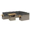 vidaXL 10-delige Loungeset met kussens poly rattan grijs
