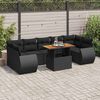 vidaXL 8-delige Loungeset met kussens poly rattan zwart