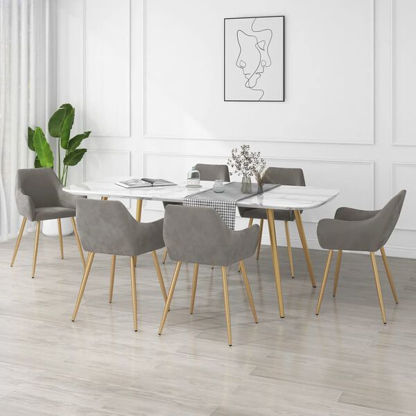 vidaXL Eetkamerstoelen 6 st fluweel lichtgrijs