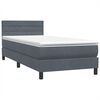 vidaXL Boxspring met matras fluweel donkergrijs 90x220 cm