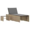 vidaXL Ligstoelen 2 st met tafel beige poly rattan