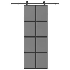 vidaXL Schuifdeur met beslag 76x205 cm gehard glas en aluminium