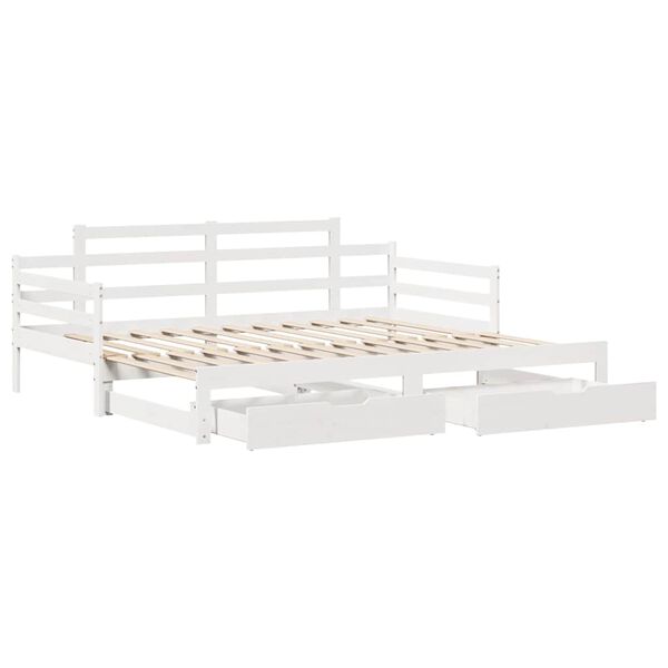 vidaXL Slaapbank met onderschuifbed/lades zonder matras 90x190 cm wit