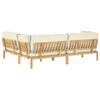 vidaXL Bankstel met kussen Effen 4 pcs Cr&egrave;me Massief Acaciahout