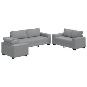 vidaXL 3-delige Loungeset met kussens stof lichtgrijs