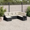vidaXL 7-delige Loungeset met kussens poly rattan zwart