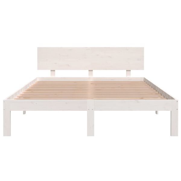 vidaXL Bedframe massief grenenhout wit 140x200 cm