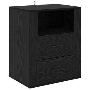vidaXL Nachtkastje met lade Zwart Eiken 35 x 50 x 60 cm Bewerkt hout
