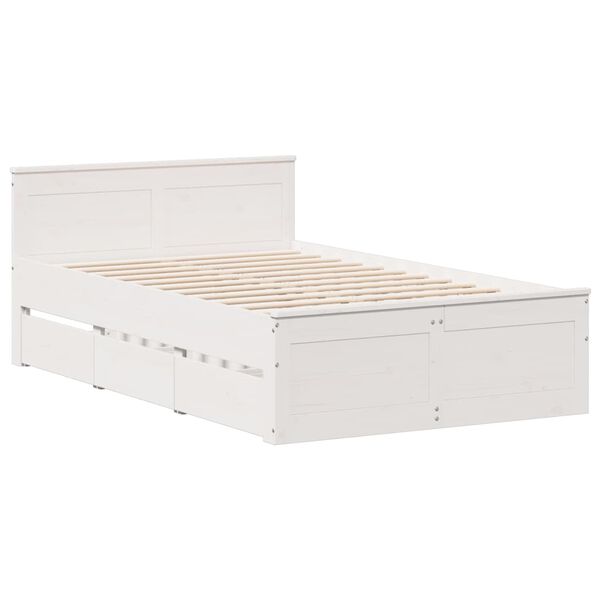 vidaXL Bedframe zonder matras met hoofdbord grenenhout wit 120x200 cm