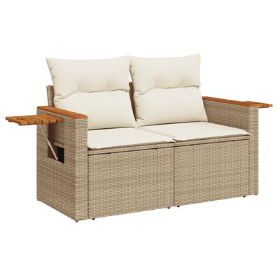 vidaXL 9-delige Loungeset met kussens poly rattan beige