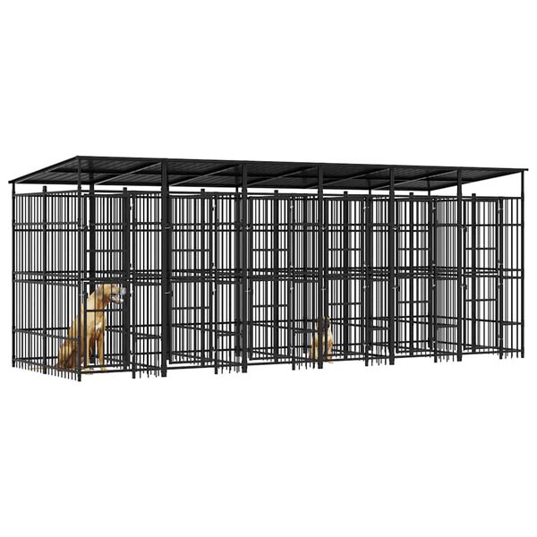 vidaXL Hondenkennel met dak 11,06 m&sup2; staal