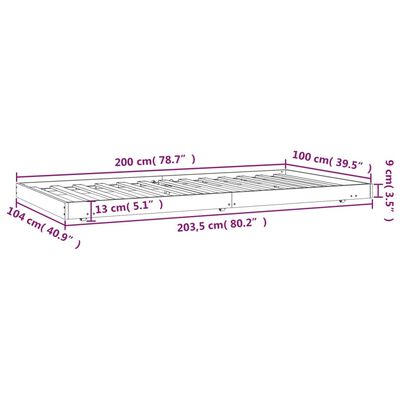 vidaXL Bedframe zonder matras massief grenenhout wit 140x200 cm