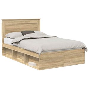 vidaXL Bedframe met lade Sonoma Eiken 135 x 190 cm Massief grenenhout