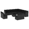 vidaXL 14-delige Loungeset met kussens poly rattan zwart