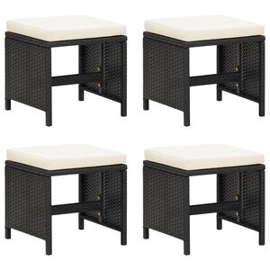 vidaXL Tuinkrukken 4 st met kussens poly rattan zwart