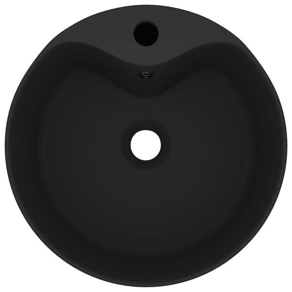 vidaXL Wastafel met overloop 36x13 cm keramiek matzwart
