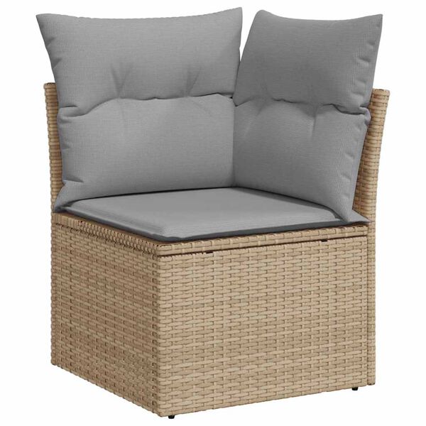 vidaXL Tuinbankenset met kussen 8 pcs Beige poly rattan