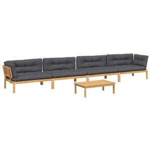 vidaXL 5-delige Loungeset pallet met kussens massief acaciahout