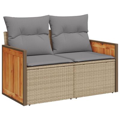 vidaXL 11-delige Tuinset met kussens poly rattan beige