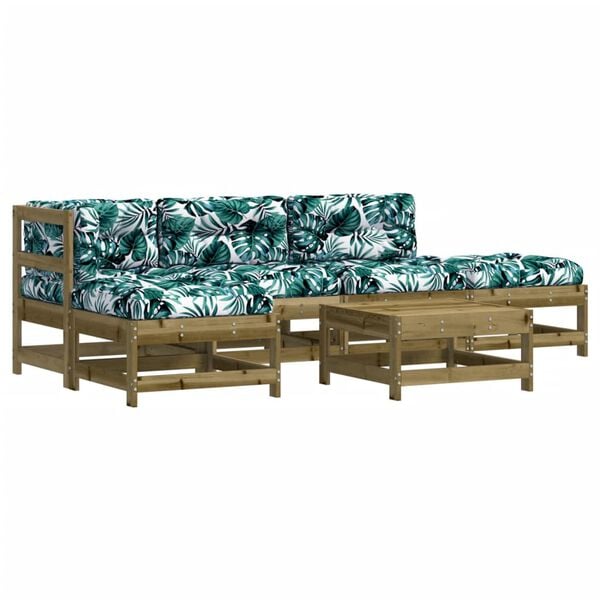 vidaXL 6-delige Loungeset met kussens ge&iuml;mpregneerd grenenhout