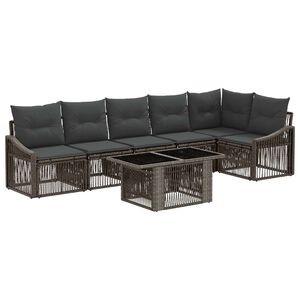 vidaXL Tuinbankenset 7 st Grijs en Donkergrijs poly rattan