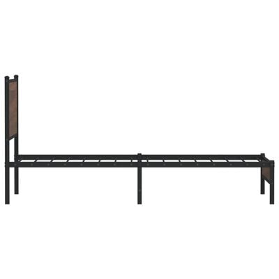 vidaXL Bedframe met hoofdbord metaal bruin eikenkleurig 75x190 cm