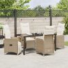 vidaXL Tuin Eetset met kussen 5 pcs Beige Poly riet