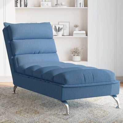 vidaXL Chaise longue met kussens stof blauw