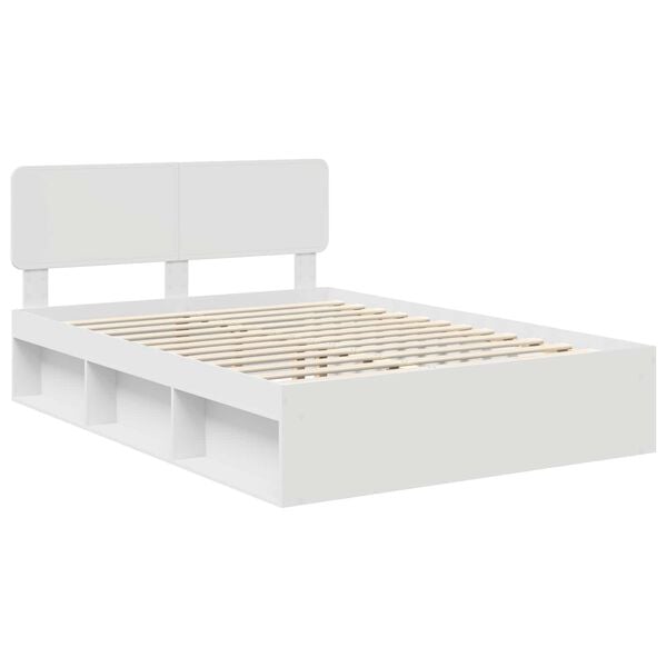 vidaXL Bedframe met hoofdeinde Wit 140 x 200 cm Massief grenenhout