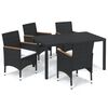 vidaXL 5-delige Tuinset met kussens poly rattan zwart